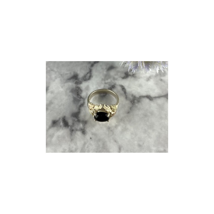 500 Silver Black Nephrite Ring Size 6.75