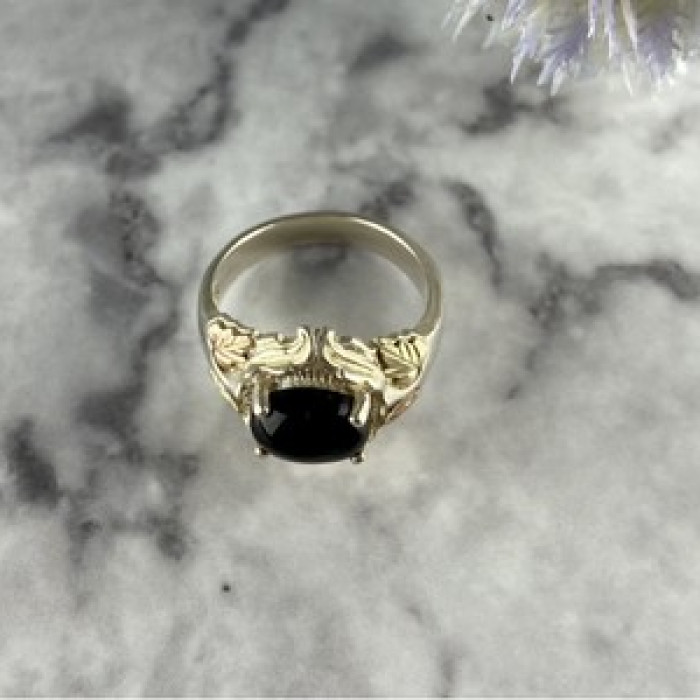 500 Silver Black Nephrite Ring Size 6.75