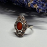 925 Sterling Silver Amber & Marcasite Ring Size 5
