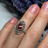 925 Sterling Silver Amber & Marcasite Ring Size 5