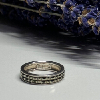 925 Sterling Silver Marcasite Ring Size 6