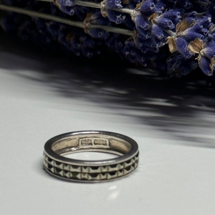 925 Sterling Silver Marcasite Ring Size 6