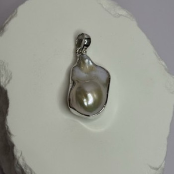 925 Sterling Silver Pearl Pendant Length 1.3 Inch