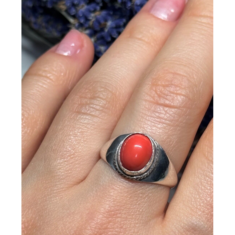 925 Sterling Silver Agate Ring Size 8.5