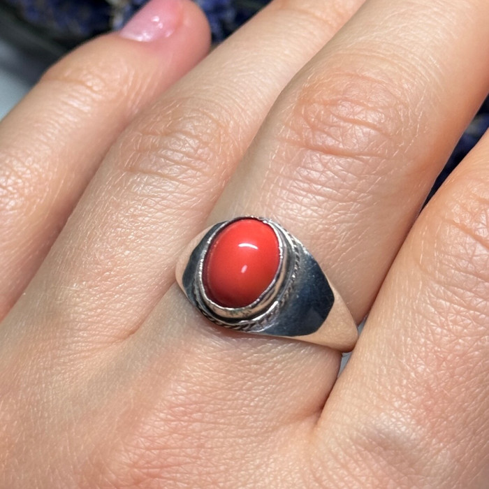 925 Sterling Silver Agate Ring Size 8.5