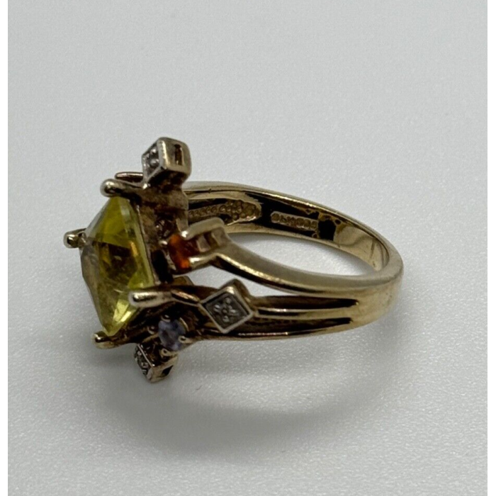 925 STERLING SILVER SLV TOURMALINES & DIAMONDS RING SIZE 5.5