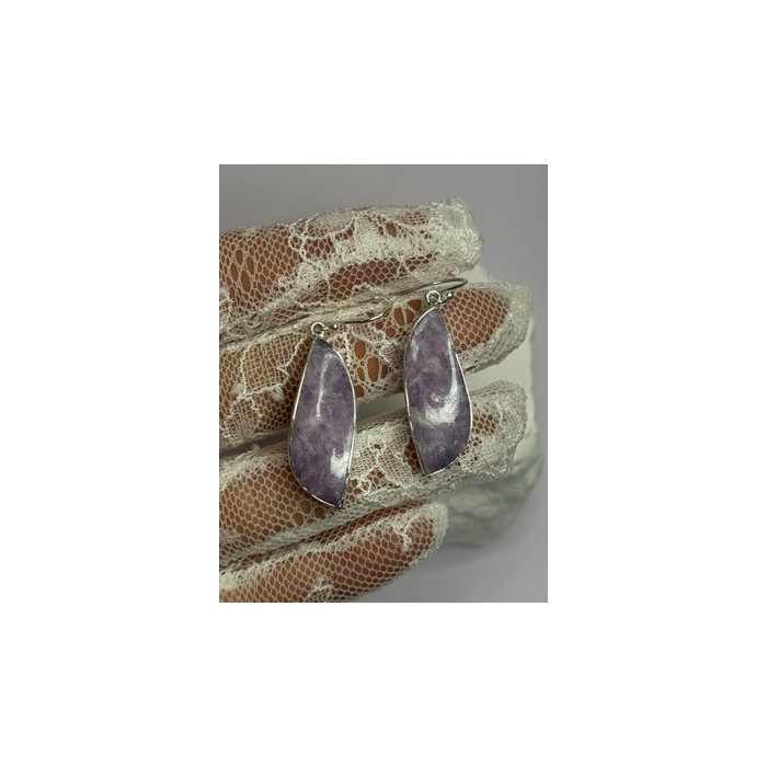 925 Sterling Silver Lepidolite Earrings Length 2 Inch