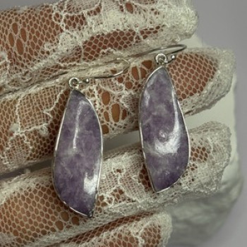 925 Sterling Silver Lepidolite Earrings Length 2 Inch