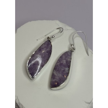 925 Sterling Silver Lepidolite Earrings Length 2 Inch
