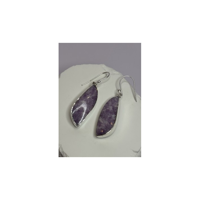 925 Sterling Silver Lepidolite Earrings Length 2 Inch