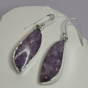 925 Sterling Silver Lepidolite Earrings Length 2 Inch