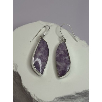 925 Sterling Silver Lepidolite Earrings Length 2 Inch