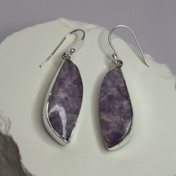 925 Sterling Silver Lepidolite Earrings Length 2 Inch