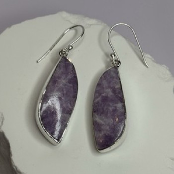 925 Sterling Silver Lepidolite Earrings Length 2 Inch