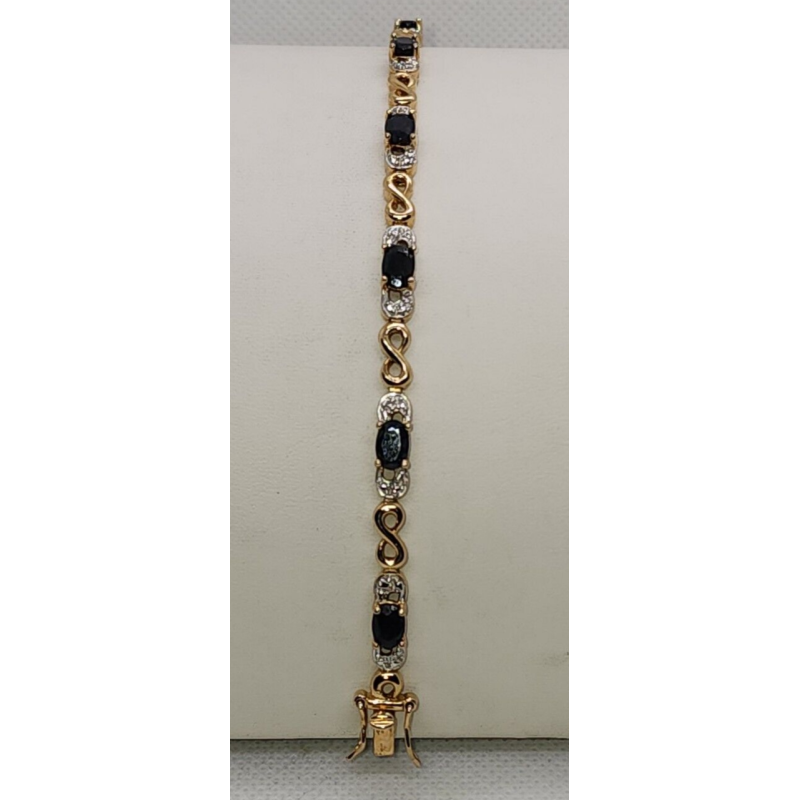 925 STERLING SILVER VERMEIL SAPPHIRES BRACELET SIZE 7.25 IN