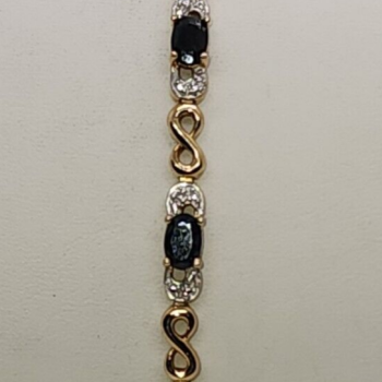 925 Sterling Silver Vermeil Sapphires Bracelet Size 7.25 IN
