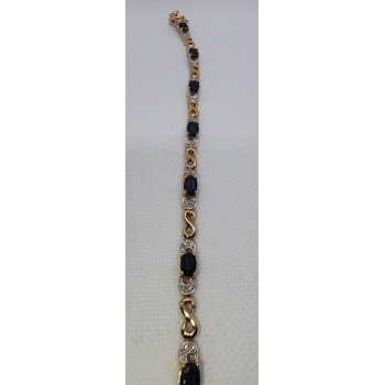 925 STERLING SILVER VERMEIL SAPPHIRES BRACELET SIZE 7.25 IN