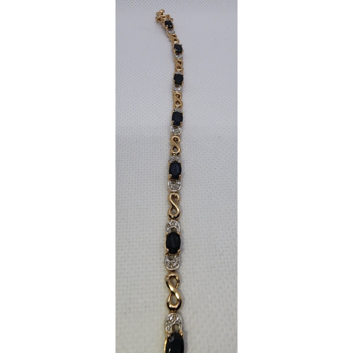 925 STERLING SILVER VERMEIL SAPPHIRES BRACELET SIZE 7.25 IN