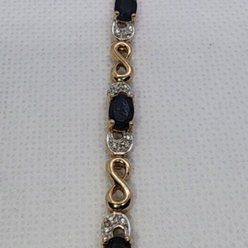 925 Sterling Silver Vermeil Sapphires Bracelet Size 7.25 IN