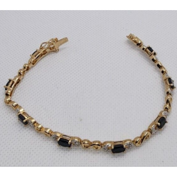 925 STERLING SILVER VERMEIL SAPPHIRES BRACELET SIZE 7.25 IN
