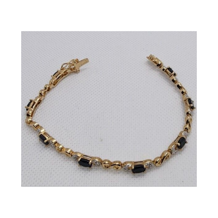 925 STERLING SILVER VERMEIL SAPPHIRES BRACELET SIZE 7.25 IN