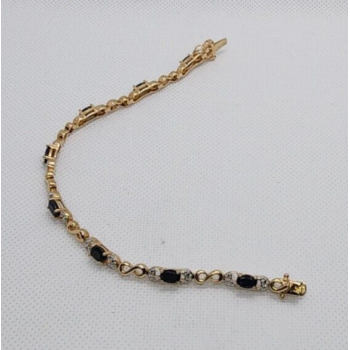 925 STERLING SILVER VERMEIL SAPPHIRES BRACELET SIZE 7.25 IN