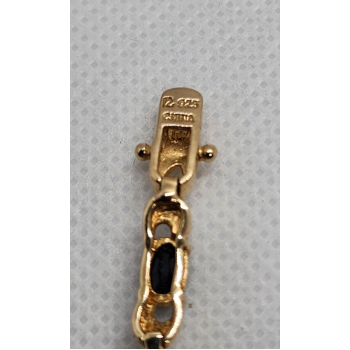 925 STERLING SILVER VERMEIL SAPPHIRES BRACELET SIZE 7.25 IN