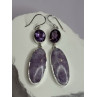 925 Sterling Silver Lepidolite & Amethyst Earrings Length 2.5 Inch
