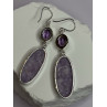 925 Sterling Silver Lepidolite & Amethyst Earrings Length 2.5 Inch