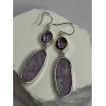 925 Sterling Silver Lepidolite & Amethyst Earrings Length 2.5 Inch