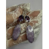 925 Sterling Silver Lepidolite & Amethyst Earrings Length 2.5 Inch
