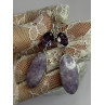 925 Sterling Silver Lepidolite & Amethyst Earrings Length 2.5 Inch