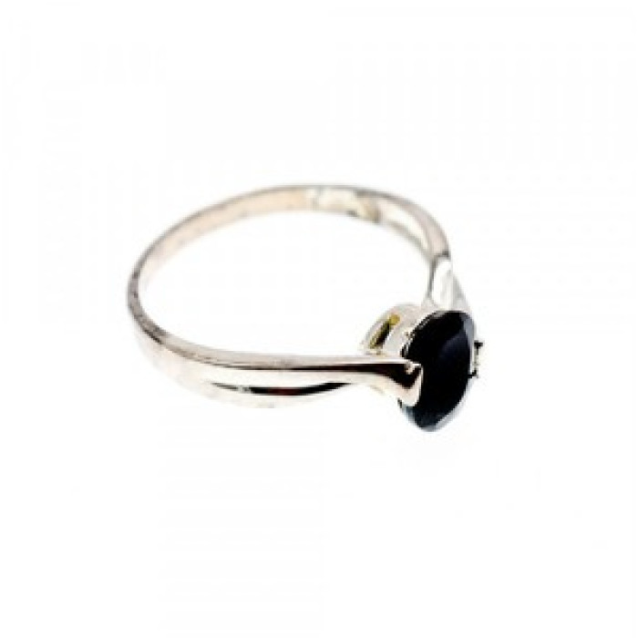 925 Sterling Silver Dark Blue Sapphire Ring Size 6.5