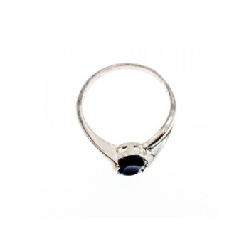 925 Sterling Silver Dark Blue Sapphire Ring Size 6.5