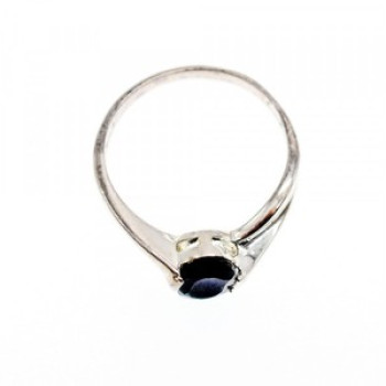 925 Sterling Silver Dark Blue Sapphire Ring Size 6.5