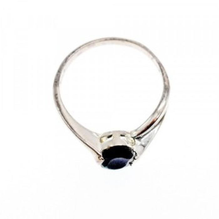 925 Sterling Silver Dark Blue Sapphire Ring Size 6.5