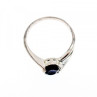 925 Sterling Silver Dark Blue Sapphire Ring Size 6.5