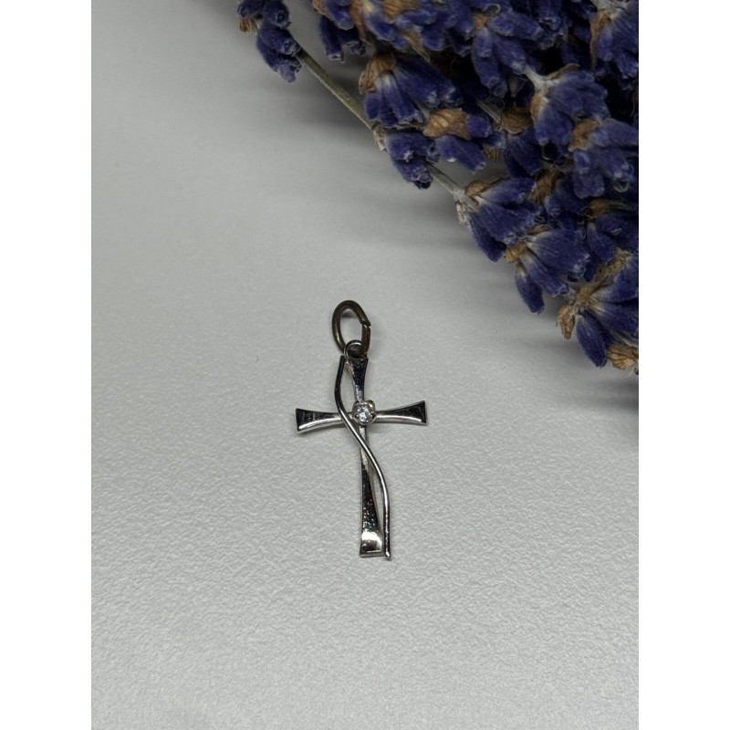 925 Sterling Silver Cross CZ Lenght 26.5 Mm