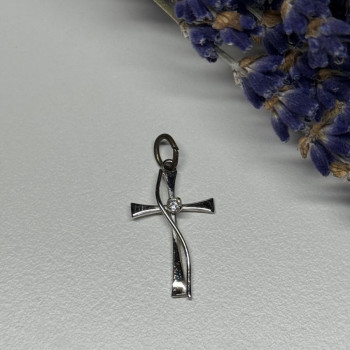 925 Sterling Silver Cross CZ Lenght 26.5 Mm