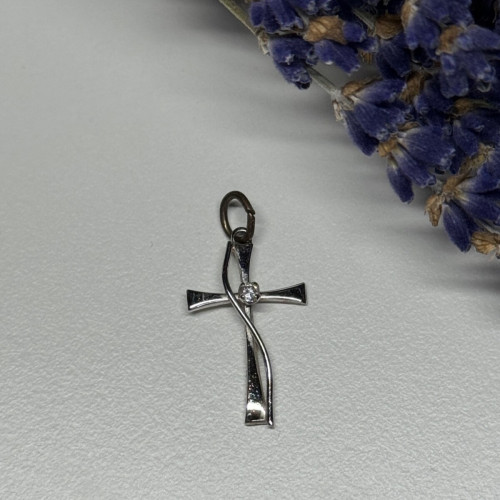 925 Sterling Silver Cross CZ Lenght 26.5 Mm