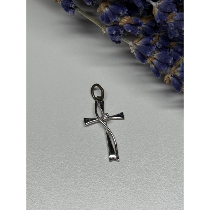 925 Sterling Silver Cross CZ Lenght 26.5 Mm