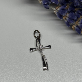 925 Sterling Silver Cross CZ Lenght 26.5 Mm