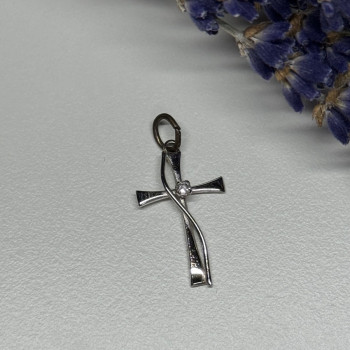 925 Sterling Silver Cross CZ Lenght 26.5 Mm