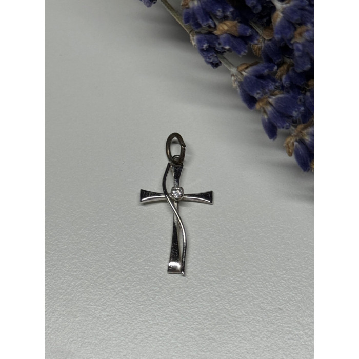 925 Sterling Silver Cross CZ Lenght 26.5 Mm
