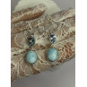 925 Sterling Silver Larimar & Topaz Earrings Length 1.7 Inch