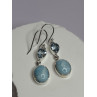 925 Sterling Silver Larimar & Topaz Earrings Length 1.7 Inch