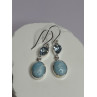 925 Sterling Silver Larimar & Topaz Earrings Length 1.7 Inch