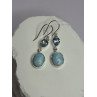 925 Sterling Silver Larimar & Topaz Earrings Length 1.7 Inch