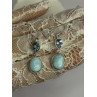925 Sterling Silver Larimar & Topaz Earrings Length 1.7 Inch