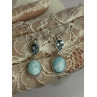 925 Sterling Silver Larimar & Topaz Earrings Length 1.7 Inch